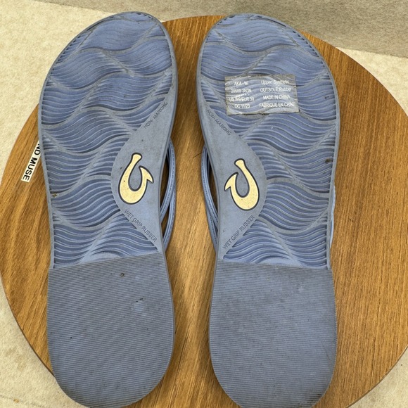 OluKai 'Aka Sandals Size 9 Blue Flip Flops Beachy Casual Summer Comfort - Picture 4 of 6